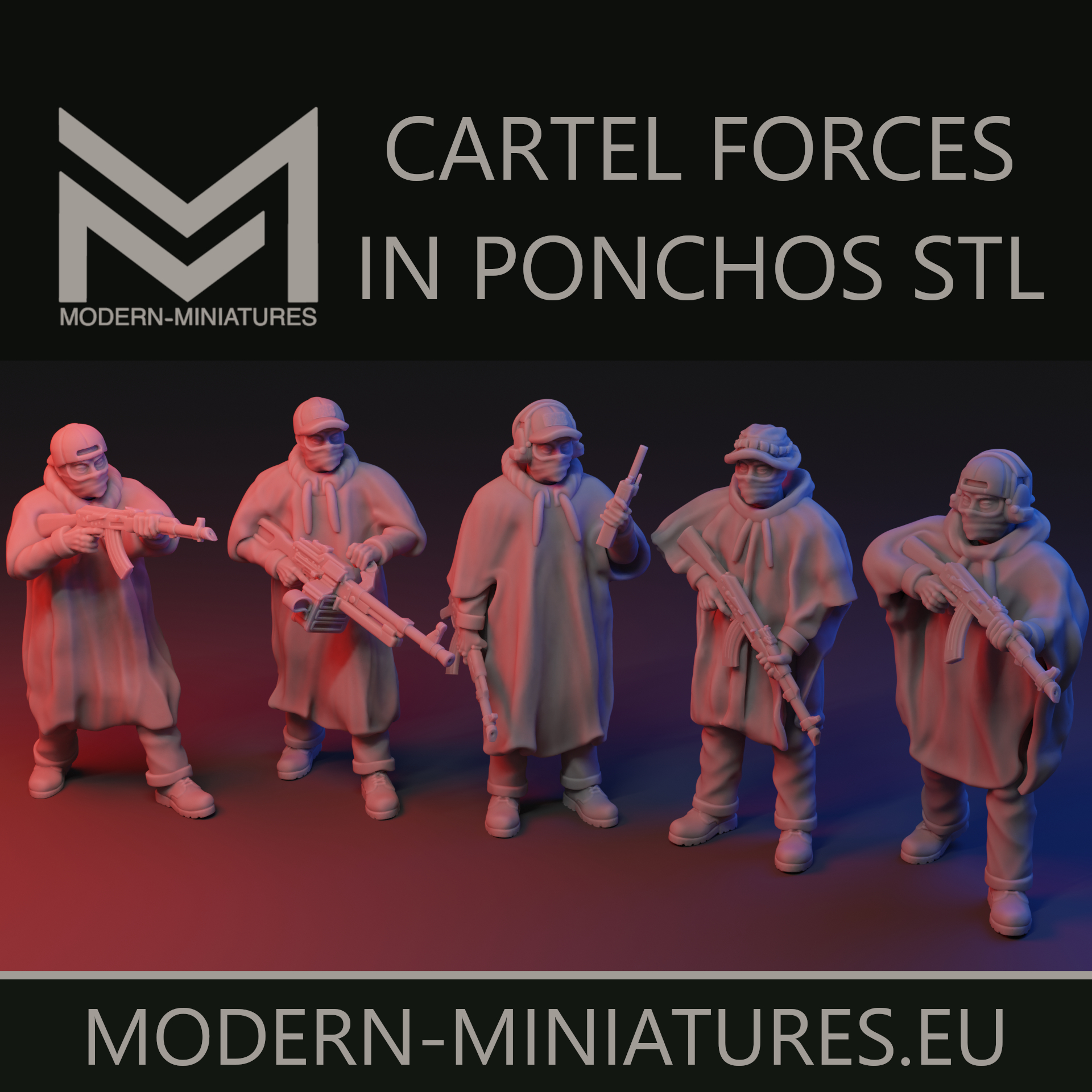Cartel Miniatures wearing ponchos set 1 of 2. 28mm gangster miniatures